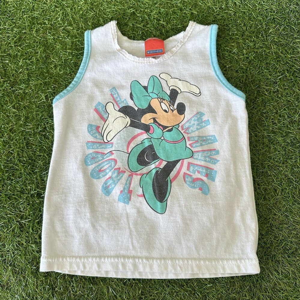 Vtg Disney Mickeys For Kids Minnie Mickey Tank Top Girls‎ 4T Tropical Waves USA